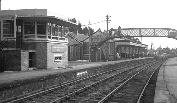 Photograph of Grantown West signal box and station buildings in the 1960s now demolished © David Spaven 
